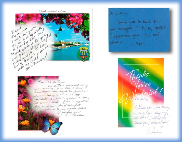 Four handwritten thank you notes to Tri City Endodontics