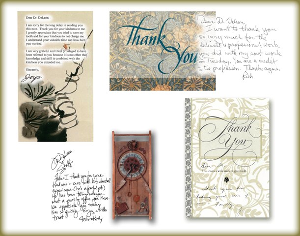 Four handwritten thank you notes to Tri City Endodontics