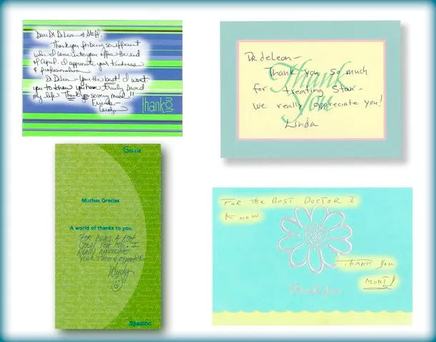 Four handwritten thank you note to Tri City Endodontics