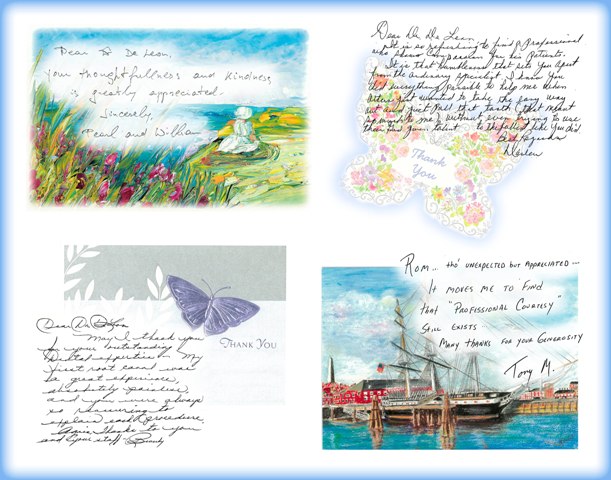 Four hand written thank you notes to Tri City Endodontics